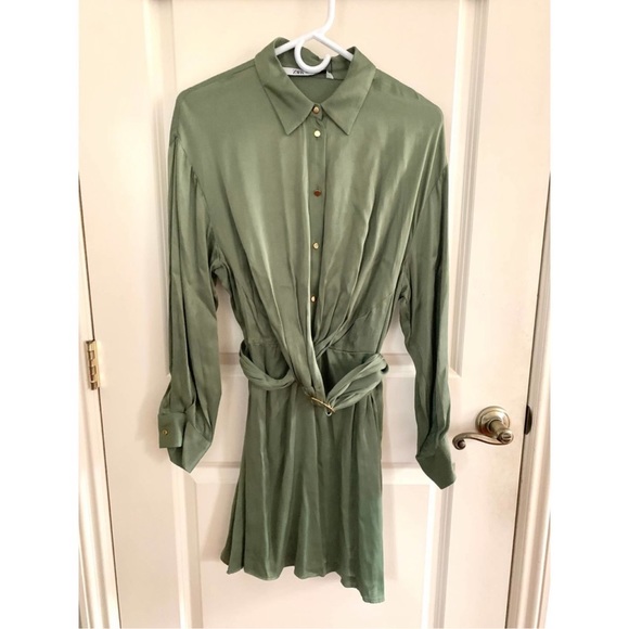 Zara belted satin effect mini dress - Picture 5 of 9